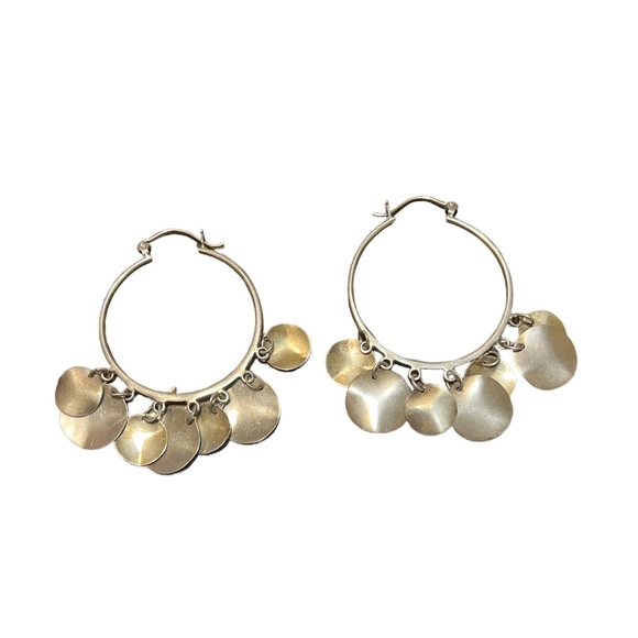 Vintage Jewelry - Vintage Sterling Silver Hoop Dangle Earrings